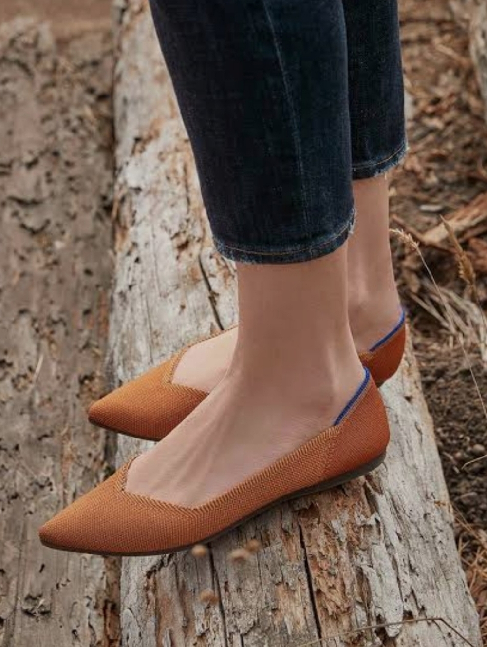 Rothy's Brown Pointed-Toe Flats with Blue Lining Excellent Conditions 🥿🤎